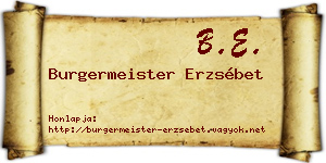 Burgermeister Erzsébet névjegykártya